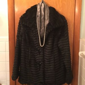 Black faux fur coat/jacket
